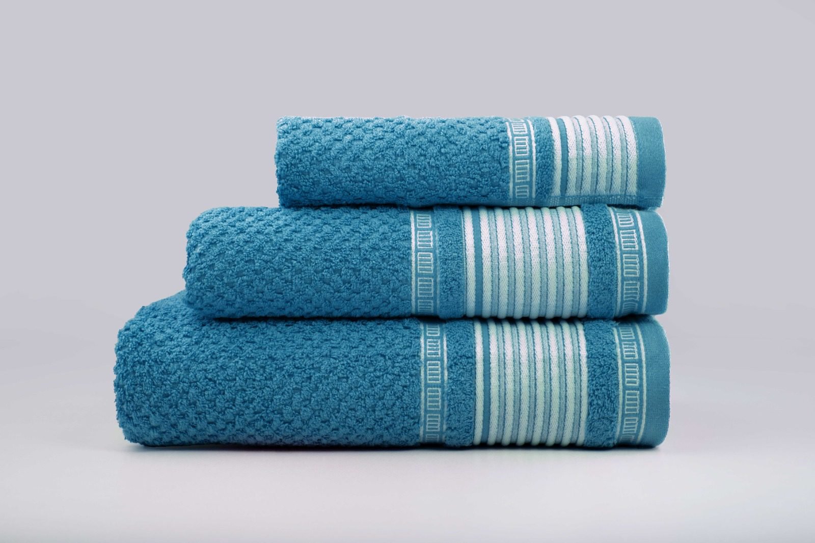 Juegos Toallas de baño algodón Portugués 600g de alta calidad set 3 - Lille en Azul Petroleo gruesas y duraderas | Mercatienda.es - Imagen 2