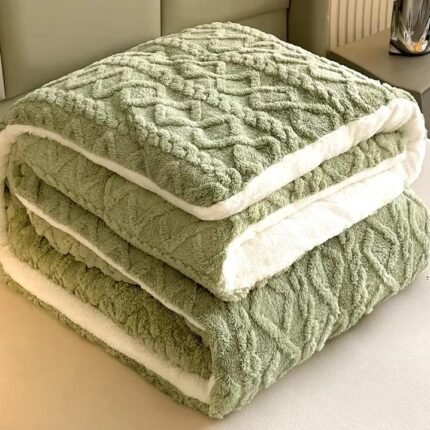 Manta de Sofá y Cama M-Ochos en Verde – Sedalina Suave con Sherpa, Calidez Garantizada- Mercatienda.es