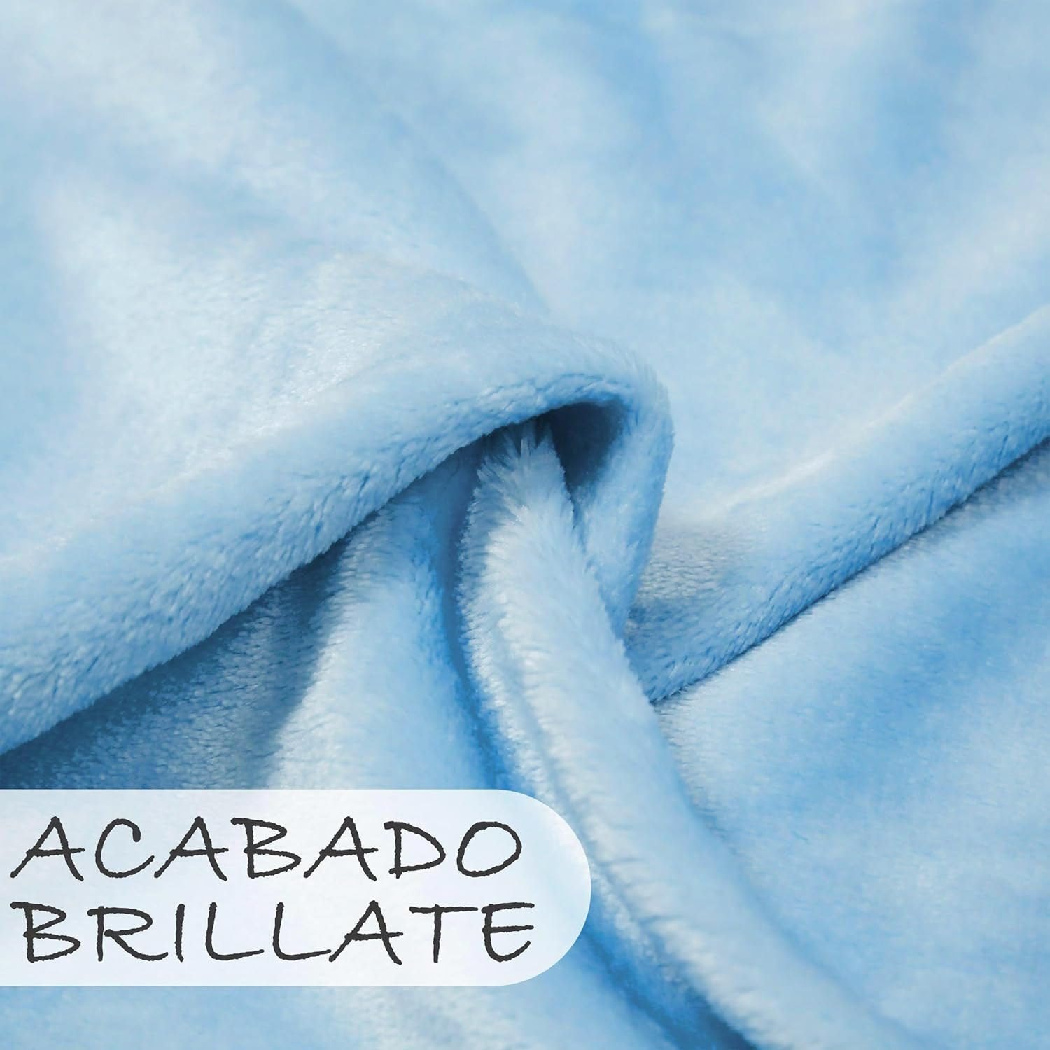Manta Sofá, Cama y Viaje en Azul claro , tienes 3 tamaños Ultra suave, micro seda, No suelta pelo. - Imagen 6
