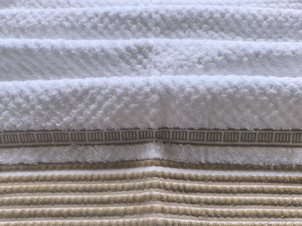 Juegos Toallas de baño algodón Portugués 600g de alta calidad set 3 - Lille en Blanco con Beis gruesas y duraderas | Mercatienda.es - Imagen 6