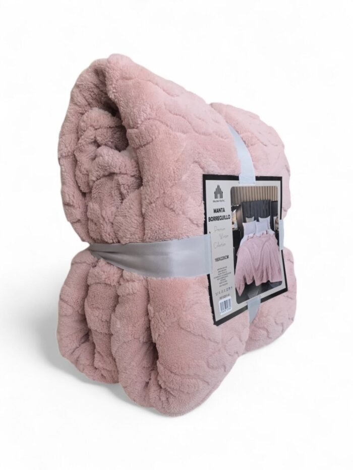 Manta de Sofá y Cama M-Ochos en Rosa – Sedalina Suave con Sherpa, Calidez Garantizada- Mercatienda.es - Imagen 2