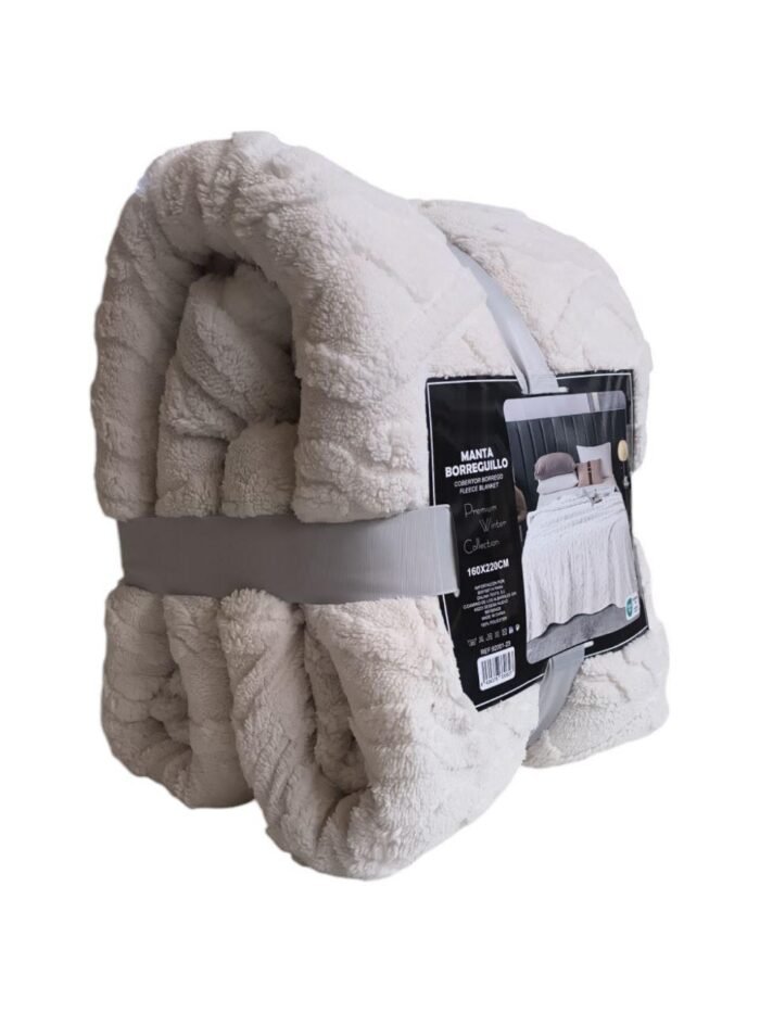 Manta de Sofá y Cama M-Ochos en Marfil – Sedalina Suave con Sherpa, Calidez Garantizada- Mercatienda.es - Imagen 4