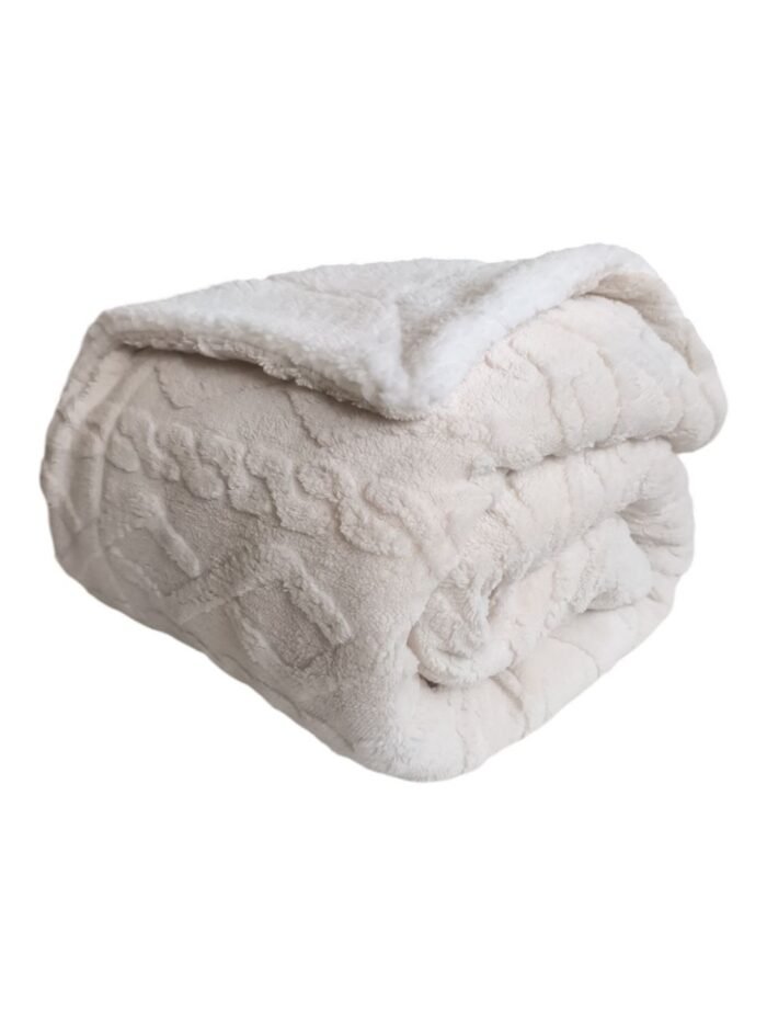 Manta de Sofá y Cama M-Ochos en Marfil – Sedalina Suave con Sherpa, Calidez Garantizada- Mercatienda.es - Imagen 6