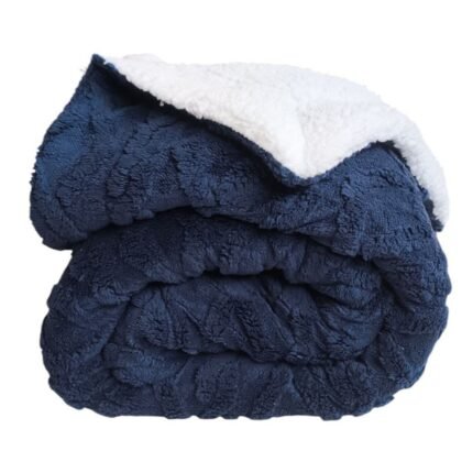Manta de Sofá y Cama M-Ochos en AZUL Marino– Sedalina Suave con Sherpa, Calidez Garantizada- Mercatienda.es