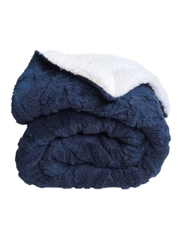 Manta de Sofá y Cama M-Ochos en AZUL Marino– Sedalina Suave con Sherpa, Calidez Garantizada- Mercatienda.es