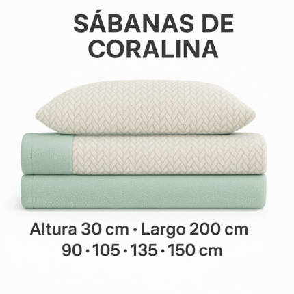 Sábanas de Coralina Térmica Premium 200 g Doble Perchado Jara en Verde claro – Sábanas Invierno Tacto Suave