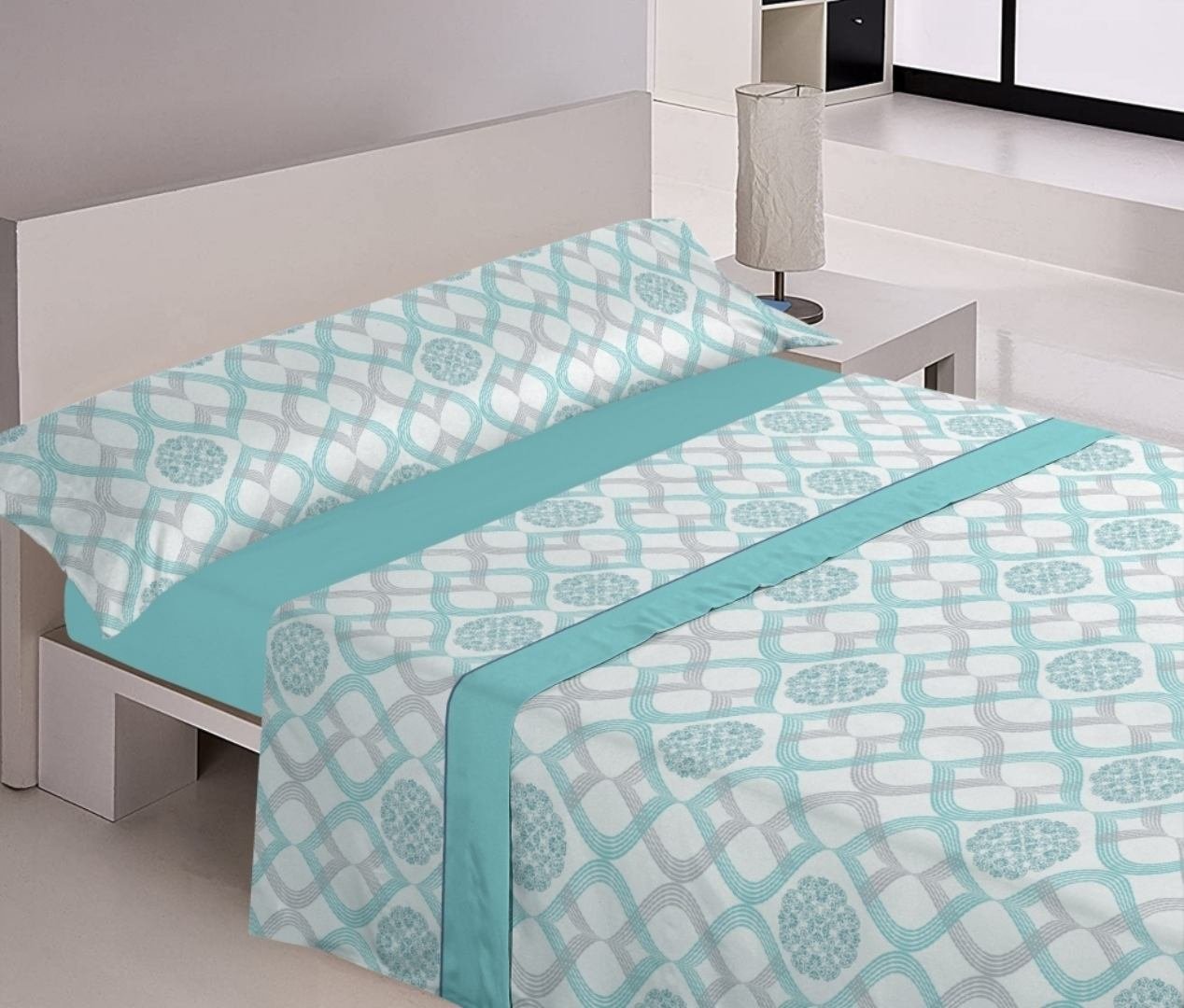 Sábanas cama verano Pionias Turquesa Suaves y Económicas de Microfibra Anti-perli | Mercatienda.es