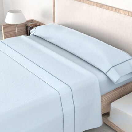 Sábanas de Hostelería para cama verano Lisa Azul con Jaretón ROOMERS - 50% Algodón y 50% Poliéster | Mercatienda.es