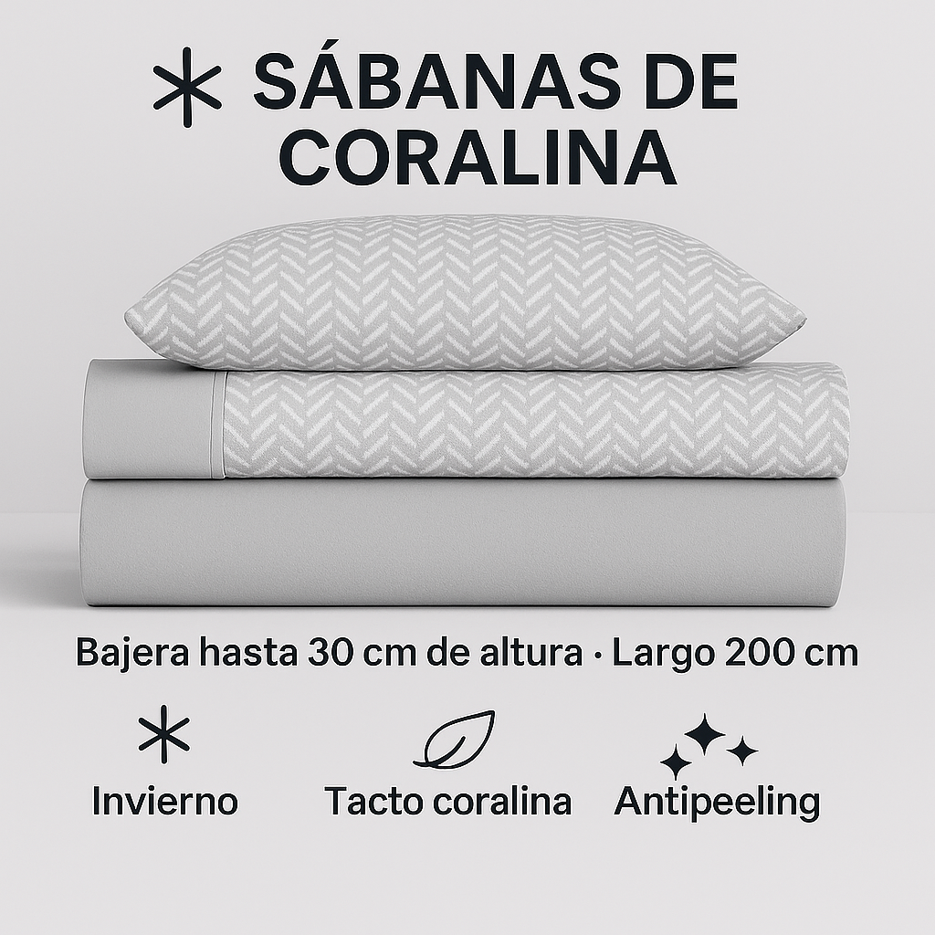 Juego de sábanas Coralina 200 g para invierno
