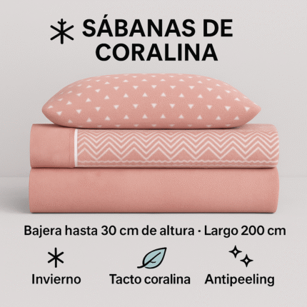 Sábanas Coralina Térmica Premium 200 g – Tacto Suave, Doble Perchado, Sueño en Coral