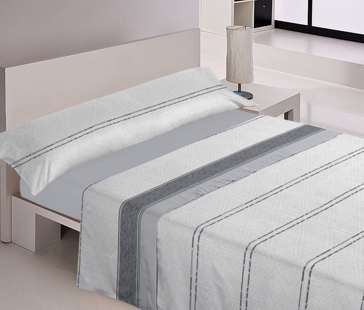 Juego sabanas cama verano 3 piezas Lirios Gris Suaves y Económicas de Microfibra Anti-perli | Mercatienda.es