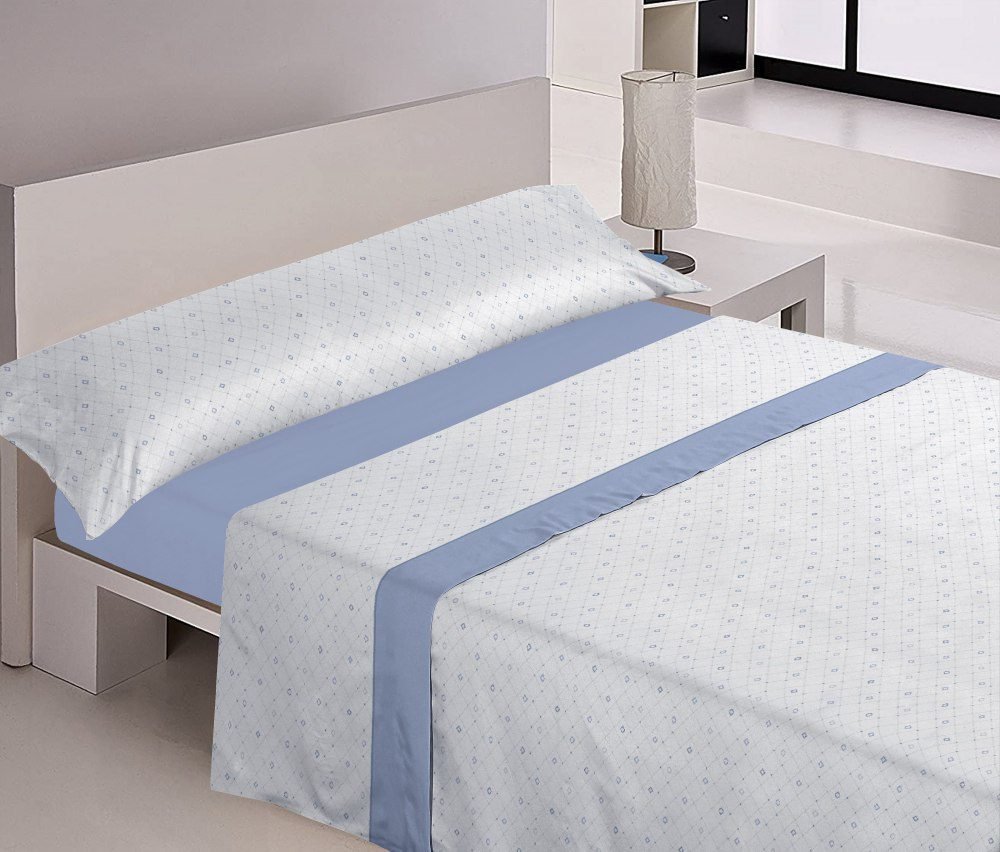 Juego sabanas cama verano 3 piezas Violeta en Azul Suaves y Económicas de Microfibra Anti-perli | Mercatienda.es