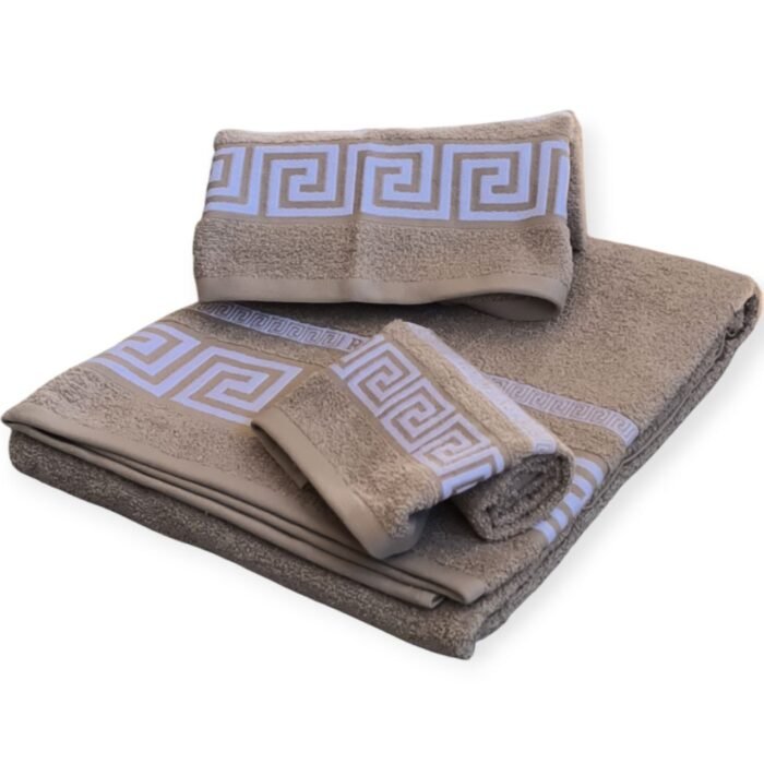 Juegos Toallas de baño algodón Portugués 500g de alta calidad set 3 - Simon en Taupe gruesas y duraderas | Mercatienda.es - Imagen 5