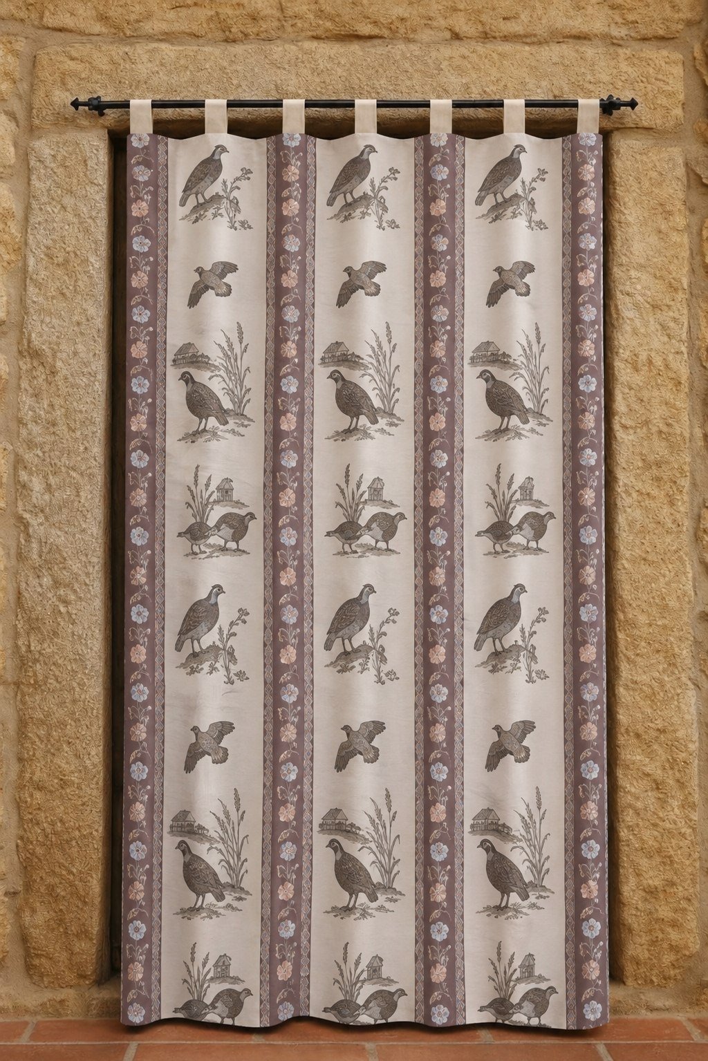 Cortina alpujarreña Perdices 140×250/260 cm | Jacquard