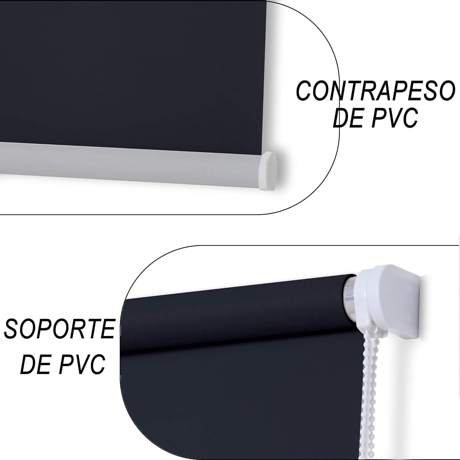Estor Enrollable en Negro Opaco Lockout para Puertas y Ventanas - Ajustable. - Imagen 6