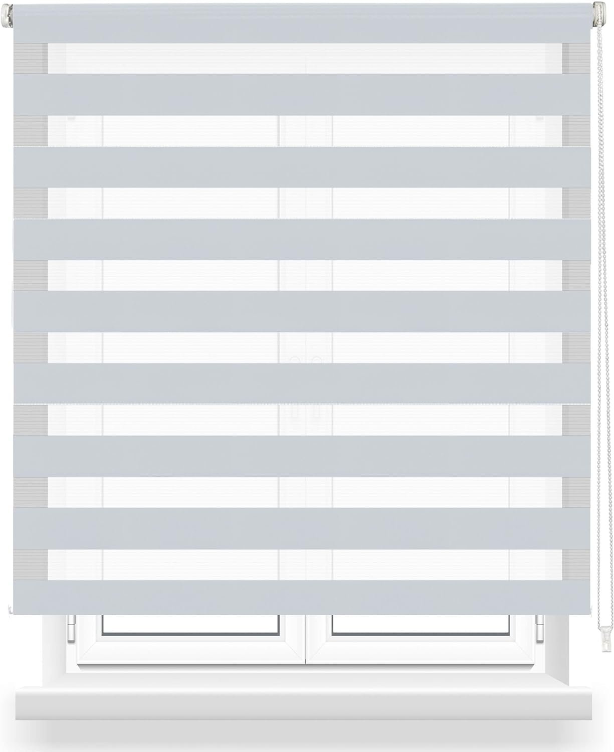 Estor Enrollable Gris de Doble Capa Noche y Día para salón, cocinas y baños Persiana Enrollable para Ventana. - Imagen 4