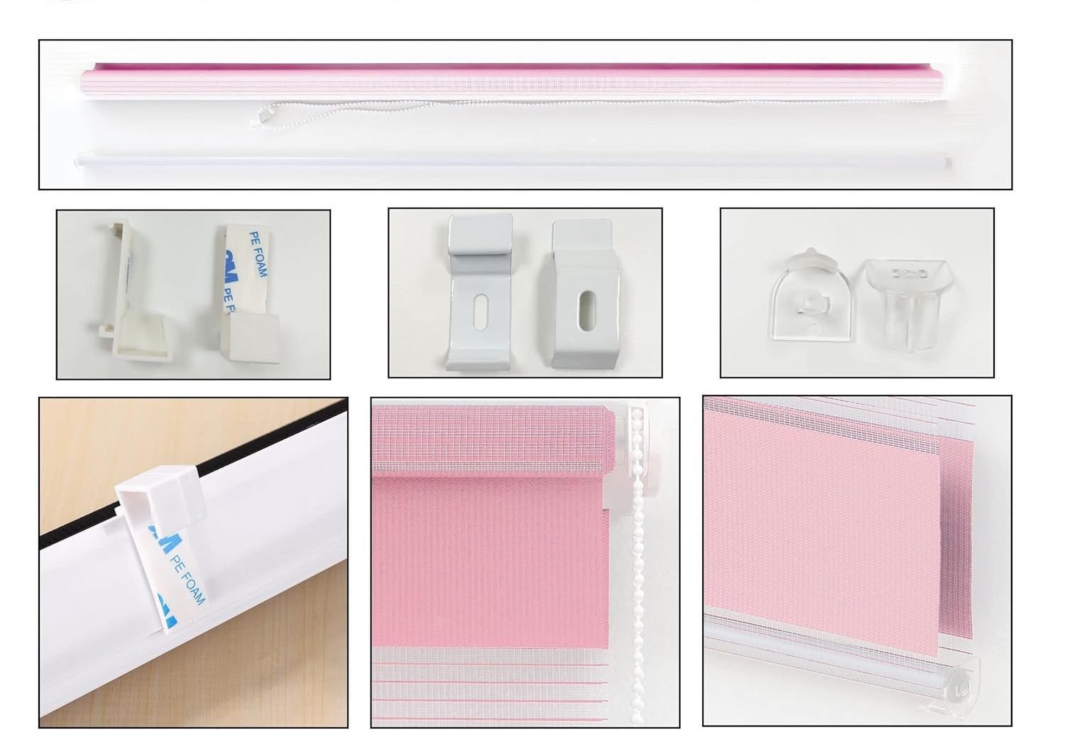 Estor enrollable Rosa doble capa Noche y Día para salón, cocina y baño - Imagen 7