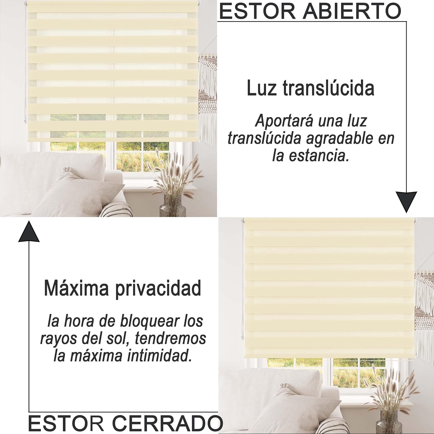 Estor Enrollable Noche y Día Beis de Doble Capa | Varias Medidas - Imagen 4