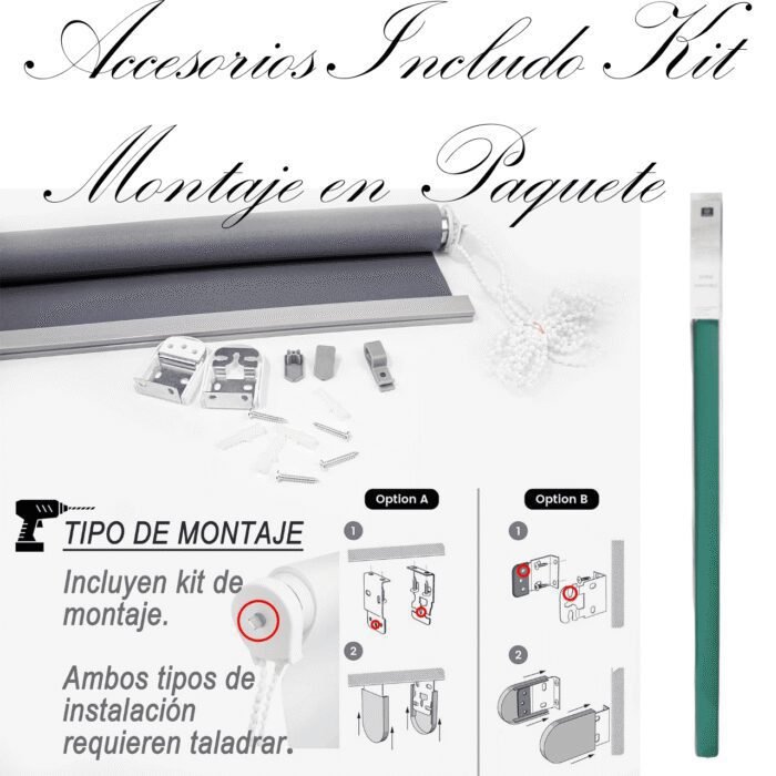 Estor enrollable Verde: elegante y moderno en varias medidas. - Imagen 4
