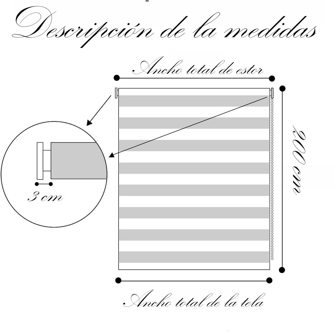 Estor enrollable doble capa en Gris claro Noche y Día para salón, cocina y baño. - Imagen 4