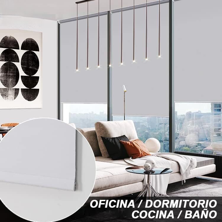 Estor Enrollable Opaco en Blanco Lockout para Puertas y Ventanas - Ajustable - Imagen 4