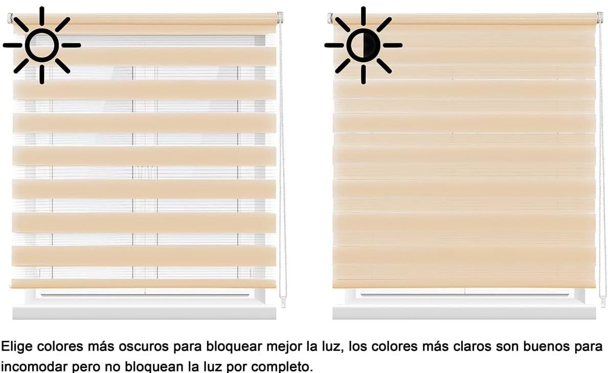 Estor enrollable doble capa en Marfil Noche y Día para salón, cocina y baño - Imagen 3