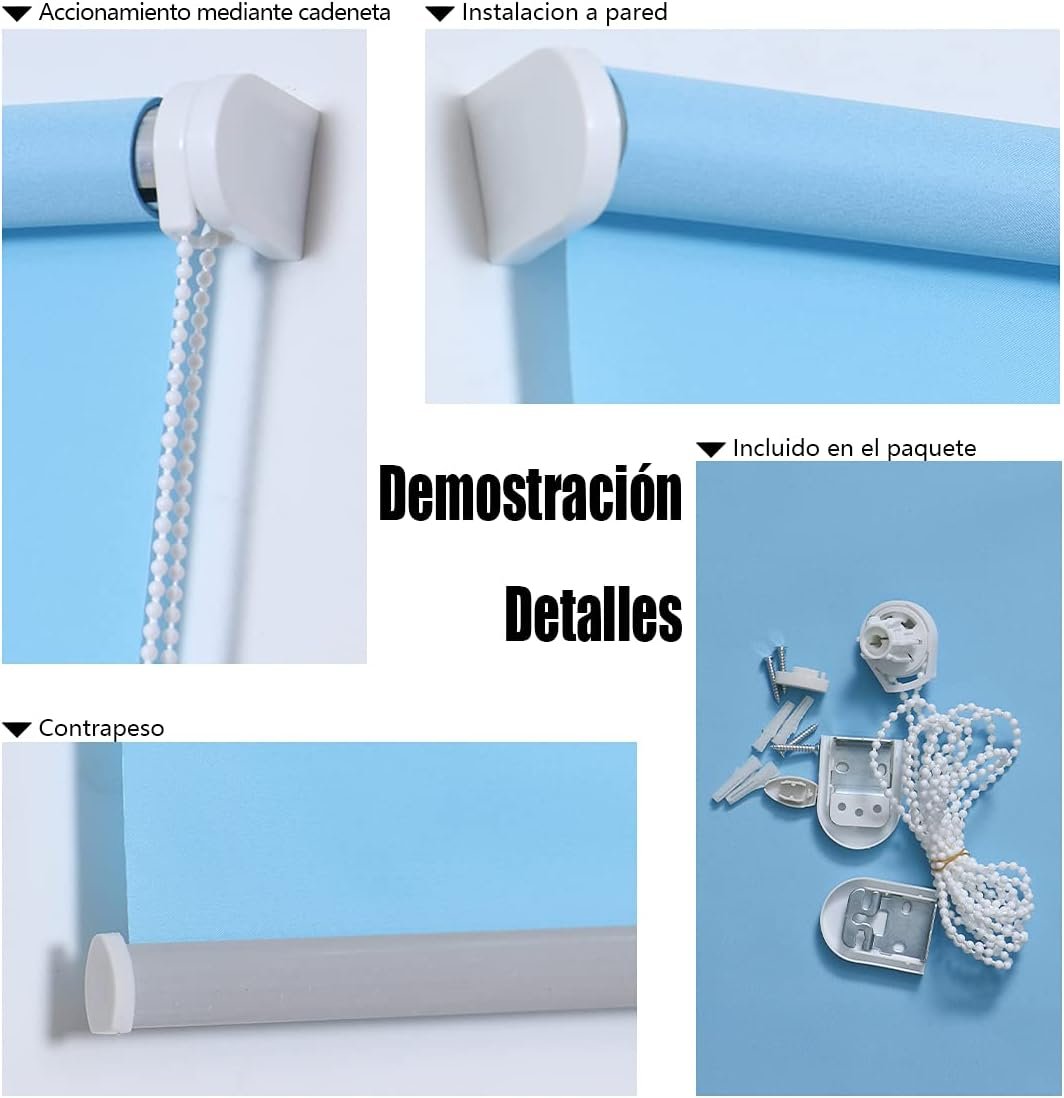 Estor Enrollable Opaco en Azul Lockout para Puertas y Ventanas - Ajustable. - Imagen 7