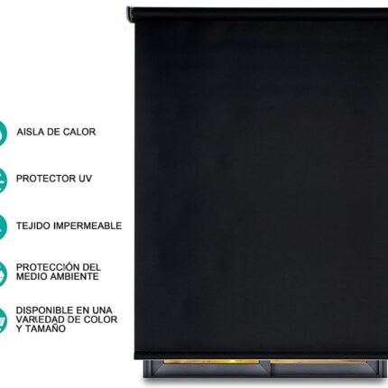 Estor Enrollable en Negro Opaco Lockout para Puertas y Ventanas - Ajustable.