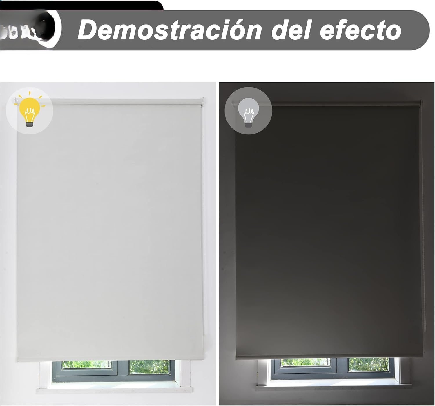 Estor Enrollable Opaco en Blanco Lockout para Puertas y Ventanas - Ajustable - Imagen 2