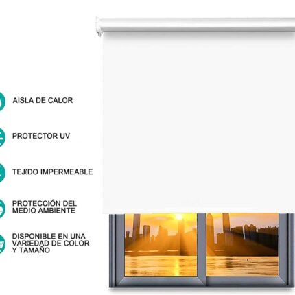 Estor Enrollable En Gris Opaco Lockout para Puertas y Ventanas - Ajustable