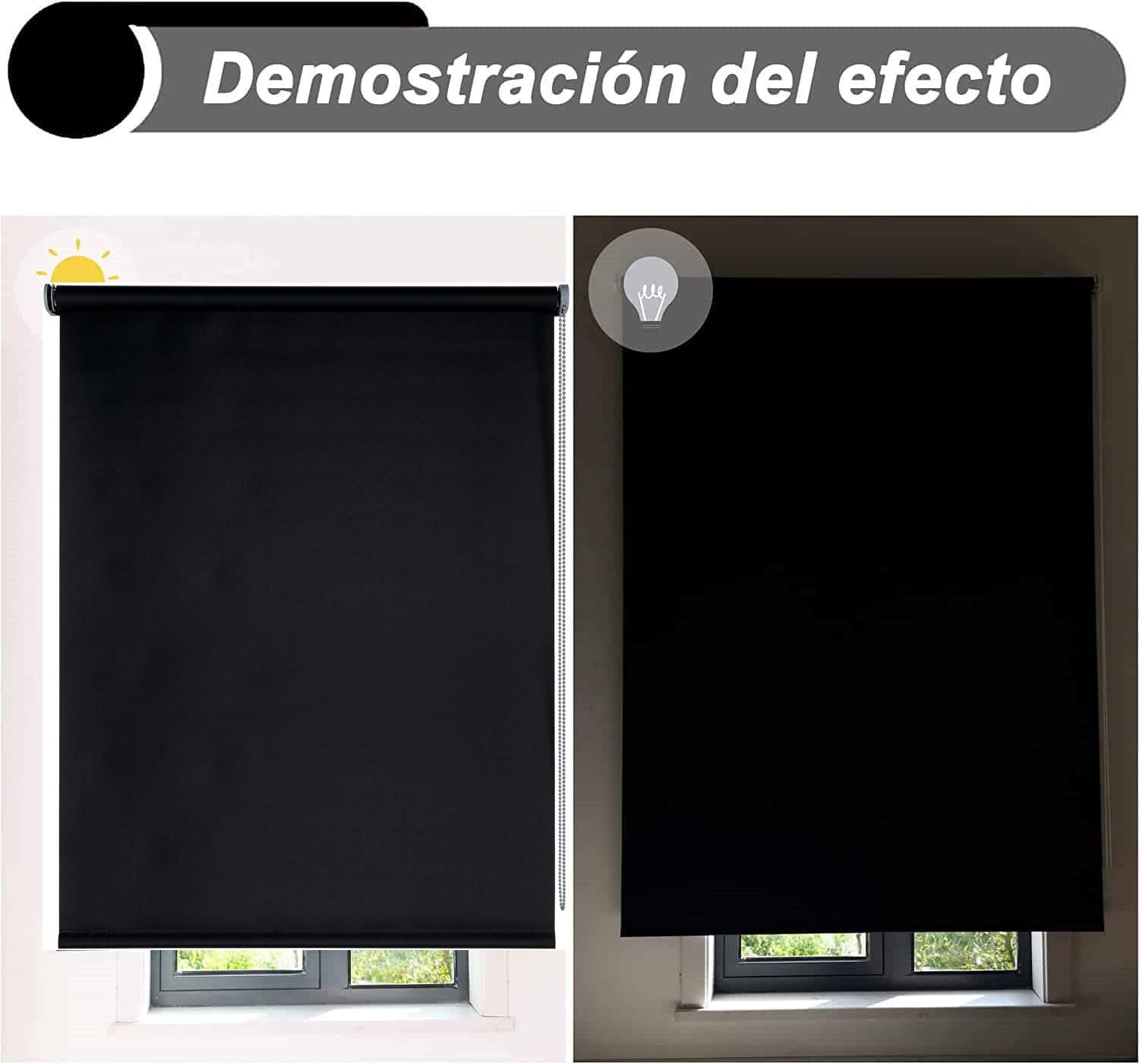 Estor Enrollable en Negro Opaco Lockout para Puertas y Ventanas - Ajustable. - Imagen 4