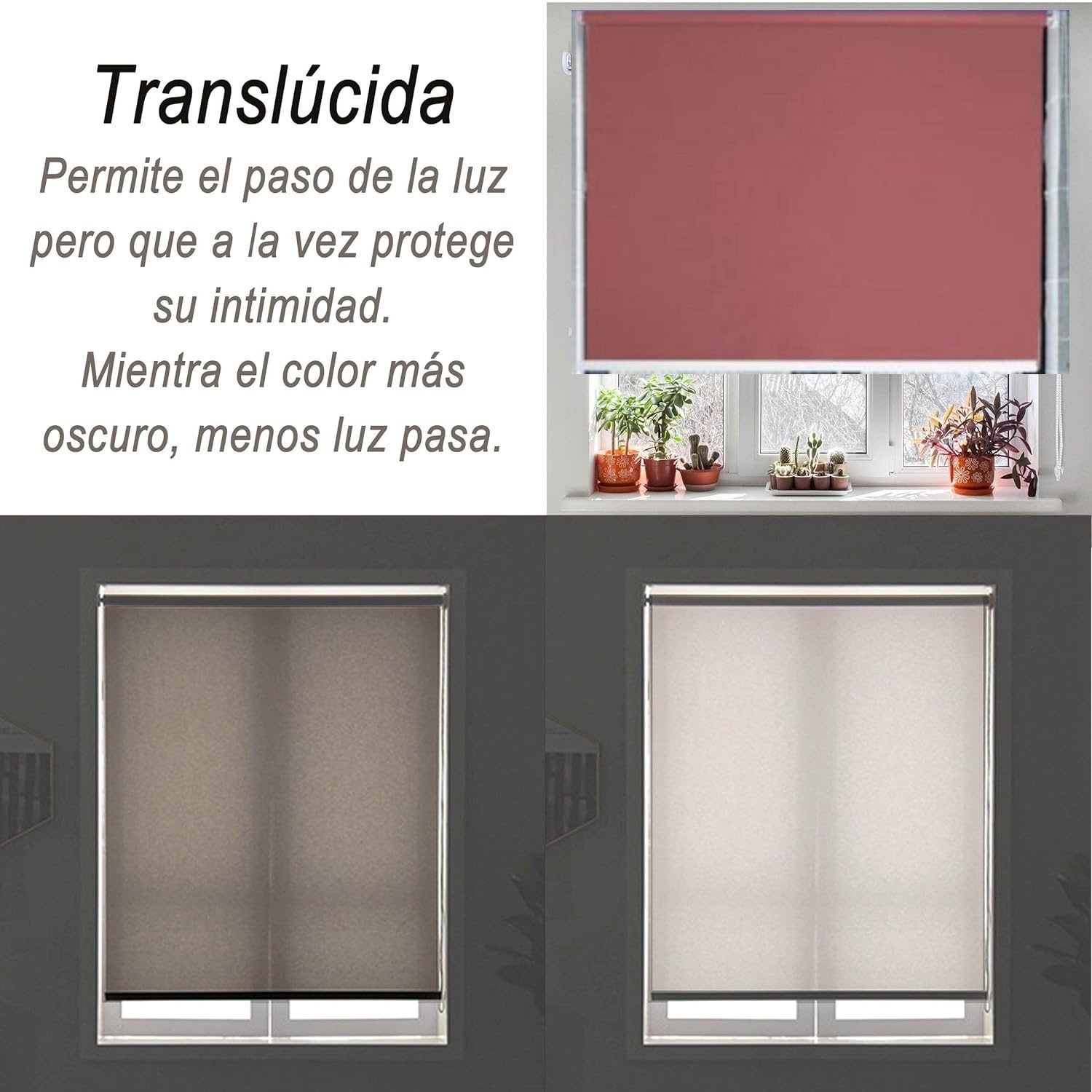 Estor enrollable Rosa fuerte y: elegante y moderno en varias medidas. - Imagen 2