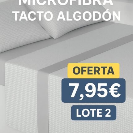 Juego de Sábanas Microfibra Tacto Algodón Verano | Ambel Gris Claro | Lote 2 | Anti-bolitas | Mercatienda.es