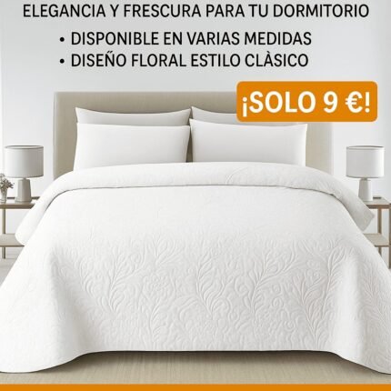 Colcha de verano ligera y económica en Blanca para cama 90, 105, 135 y 150 cm