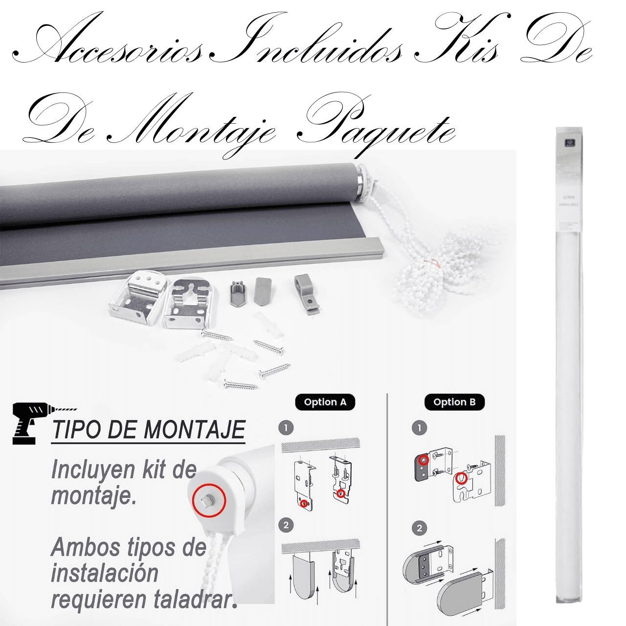 Estor Enrollable Opaco en Blanco Lockout para Puertas y Ventanas - Ajustable - Imagen 6