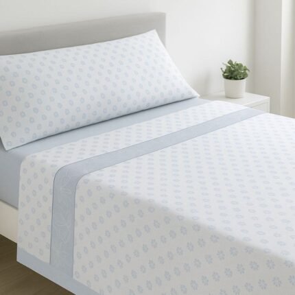 Juego de Sábanas Verano Microfibra Trebo Azul - Para Camas de 90 a 180 cm | Suave y Fresco | Anti-bolitas | Mercatienda.es