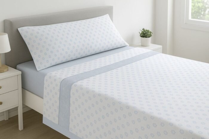 Juego de Sábanas Verano Microfibra Trebo Azul - Para Camas de 90 a 180 cm | Suave y Fresco | Anti-bolitas | Mercatienda.es