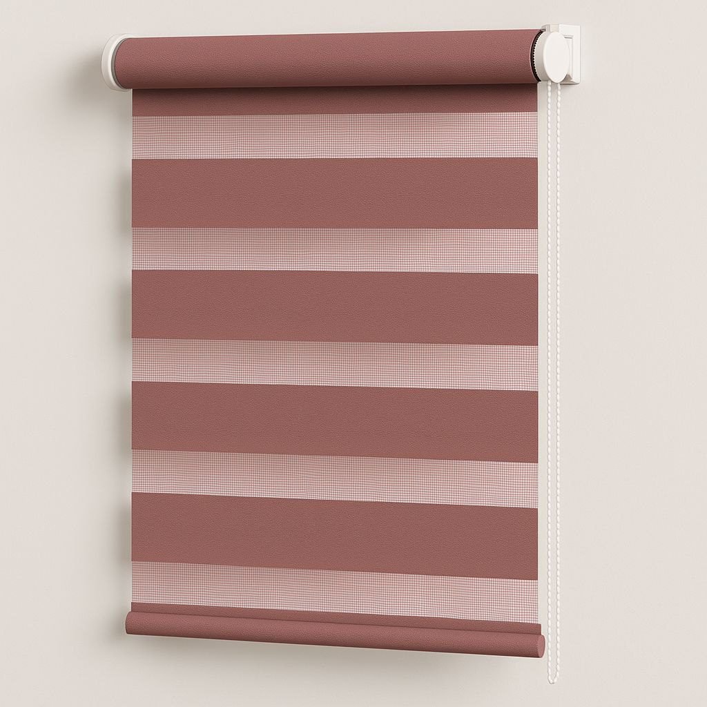 Estor enrollable doble capa en Rosa oscuro Noche y Día para salón, cocina y baño. - Imagen 8