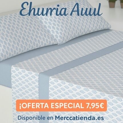 Sábanas Verano Microfibra Tacto Algodón |Ehuria Azul | Lote 2 | Anti-bolitas | Mercatienda.es