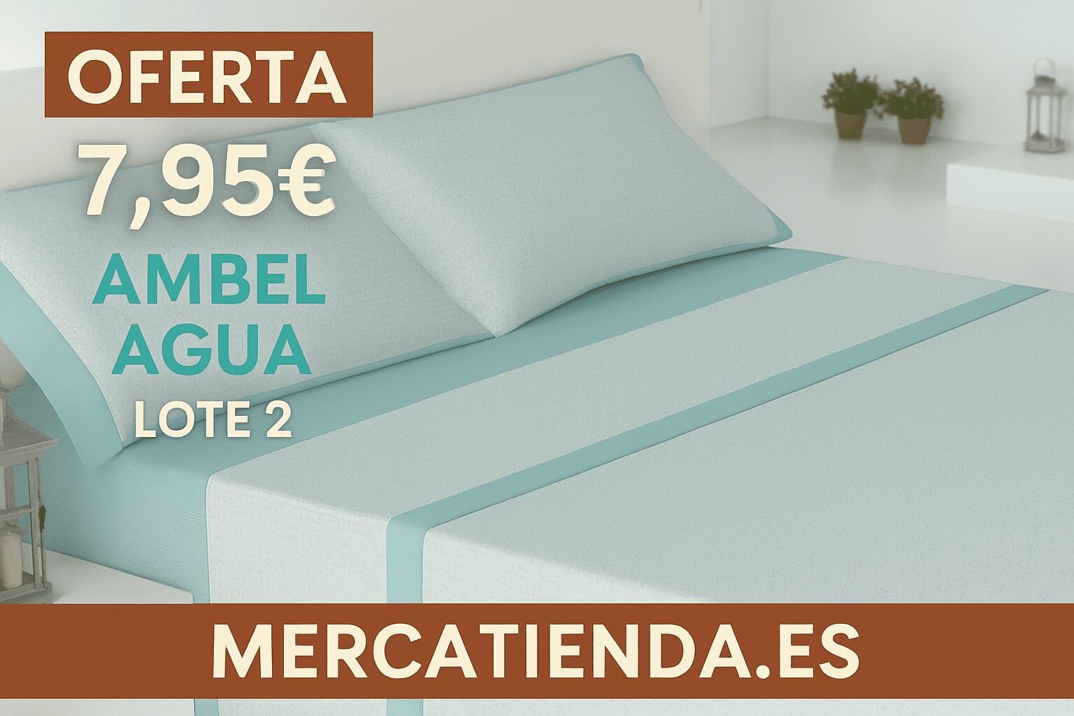 Juego de Sábanas Verano Microfibra Tacto Algodón | Ambel Agua | Lote 2 | Anti-bolitas | Mercatienda.es