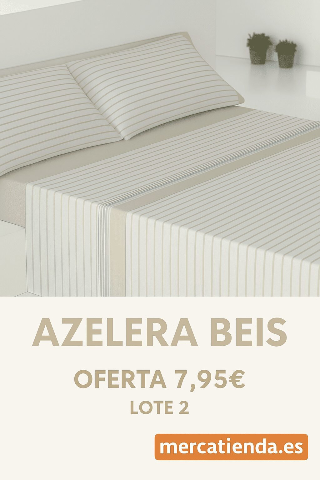 Juego de Sábanas Verano Microfibra Tacto Algodón |Azelera Beis | Lote 2 | Anti-bolitas | Mercatienda.es