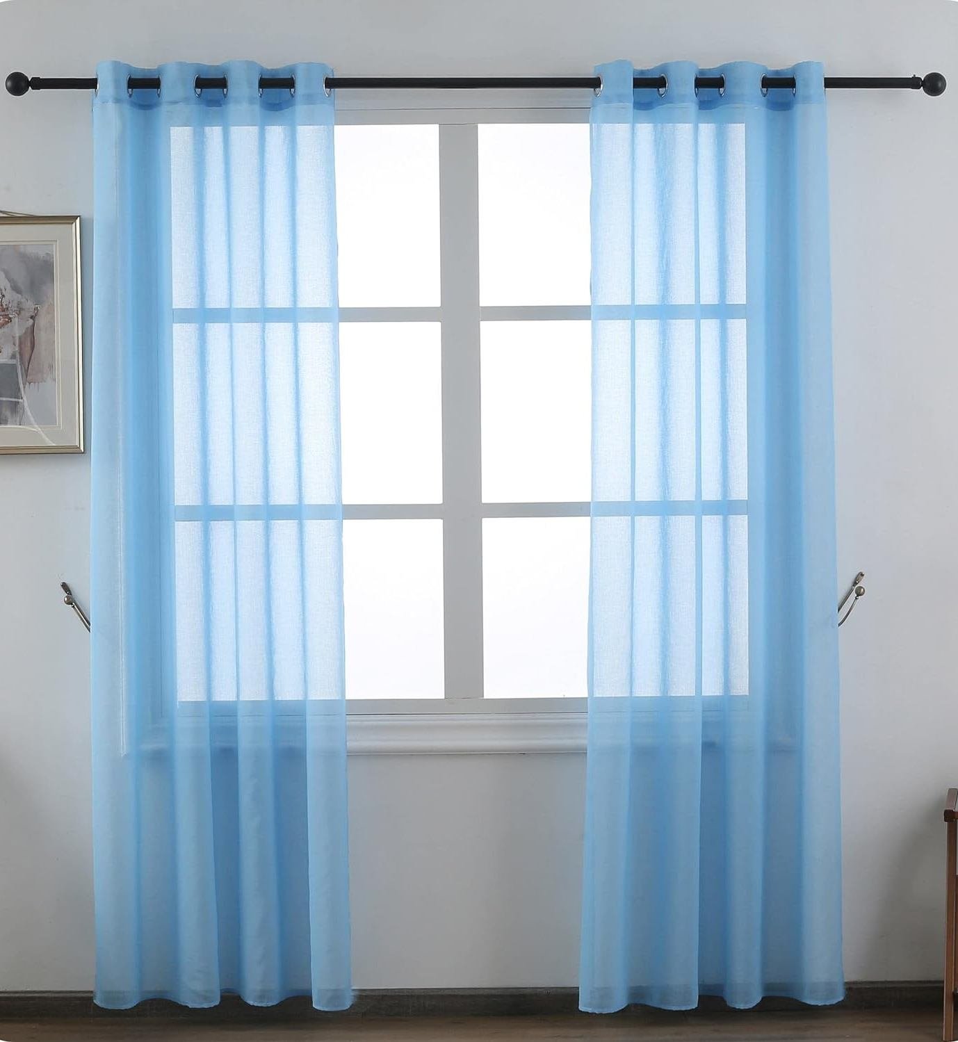Cortinas translúcidas para salón o dormitorio de 140x260 cm con visillo liso y gasa fina.