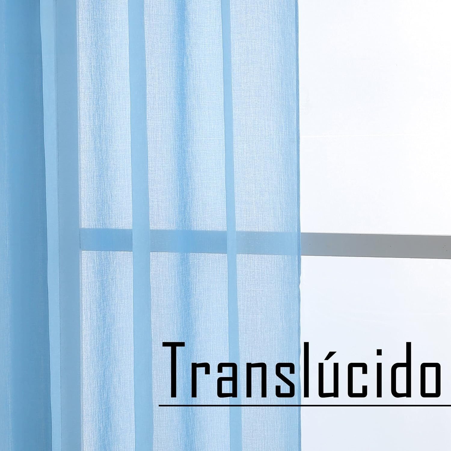 Cortinas translúcidas para salón o dormitorio de 140x260 cm con visillo liso y gasa fina. - Imagen 4