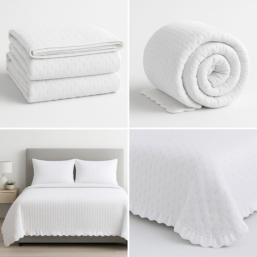 Colcha Bouti Dina Blanca con Volante – Tacto Extra Suave y Diseño Elegante – Disponible en Todas las Medidas - Imagen 6