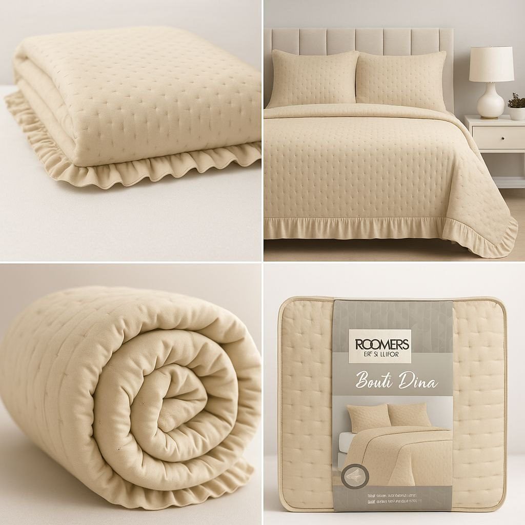Colcha Bouti Dina Beis con Volante – Tacto Extra Suave y Diseño Elegante – Disponible en Todas las Medidas. - Imagen 7