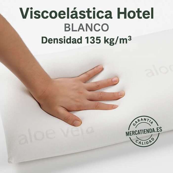 Almohada Viscoelástica Aloe Vera | Núcleo de Alta Densidad, Funda Extraíble y Transpirable | Antialérgica, Ergonómica y con Tratamiento Calmante | Hecha en España - Imagen 5