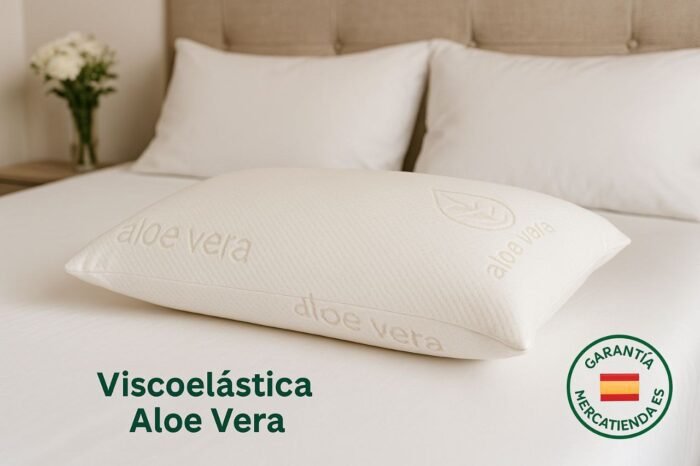 Almohada Viscoelástica Aloe Vera | Núcleo de Alta Densidad, Funda Extraíble y Transpirable | Antialérgica, Ergonómica y con Tratamiento Calmante | Hecha en España - Imagen 10