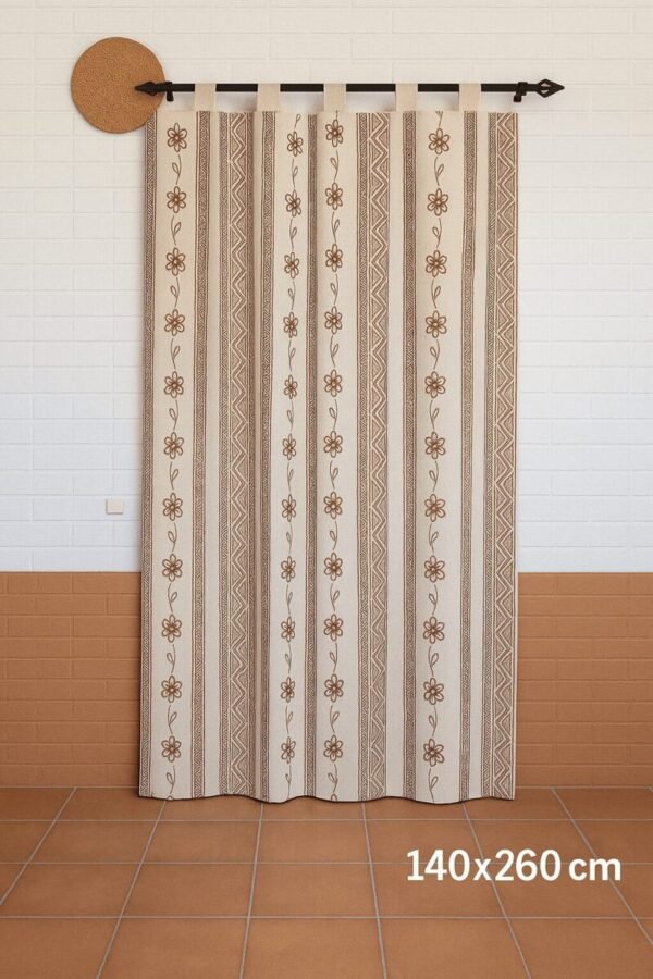 Cortina exterior Greca Roja 140×260 cm | Jacquard