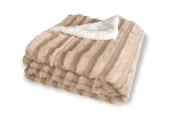 Manta de sofá de visón de pelo con sherpa para cama calentita y mimosa decorativa las mejores compañera viaje son decorativa mimosa en 4 Tamaños Color Beige.