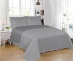 Colcha Gris, Lisa económica ,Reversible de la Colección El Molino, Colcha de Verano Lavable a Máquina para Cama Individual y Matrimonial.